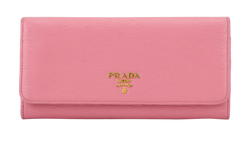 Prada Continental Wallet With Detachable Card Holder,Leather,Pink,AC/B,3*